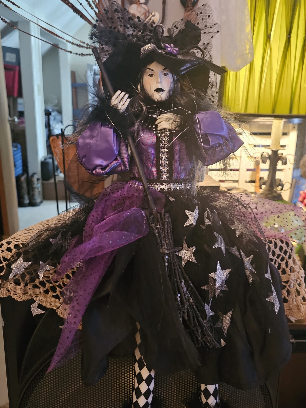 Purple & Black Decorative Witch Figurine Holiday Décor